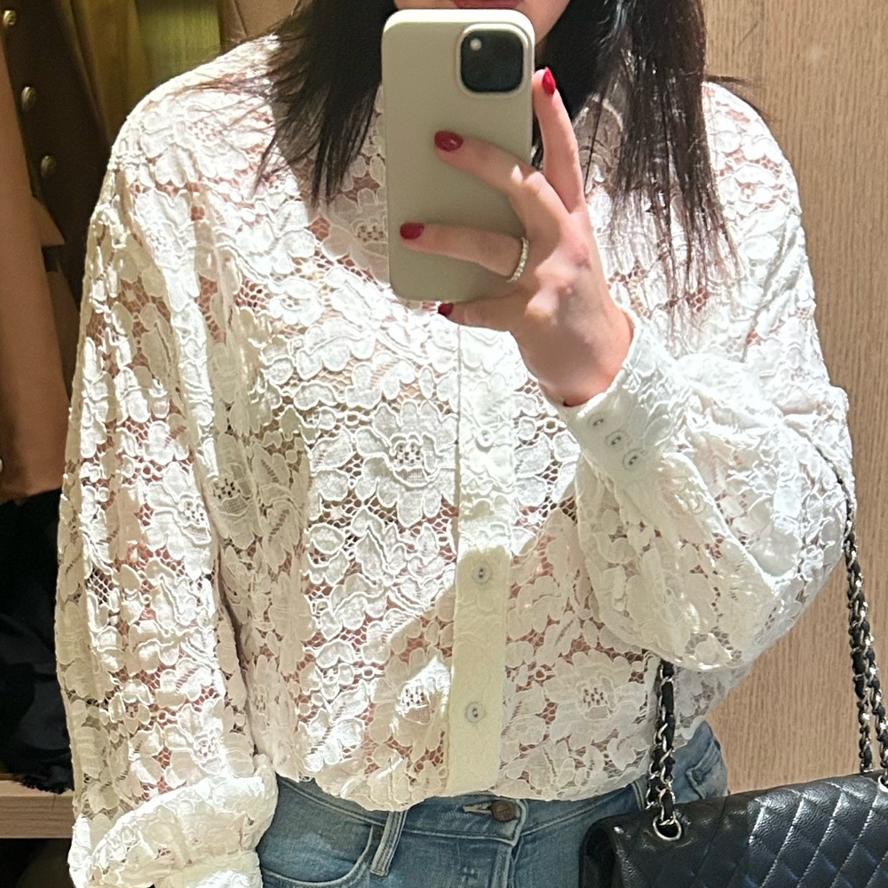Cami White Lace Button-Up Shirt
